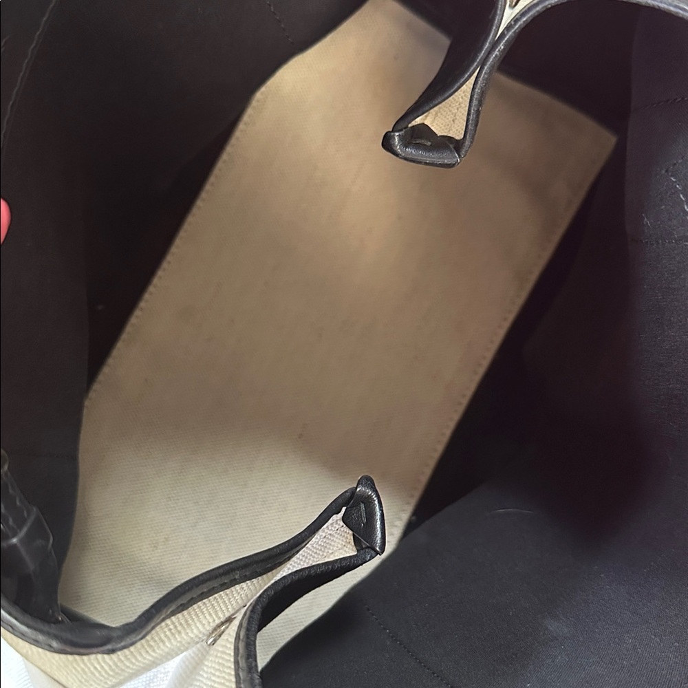Balenciaga Black Leather & Cream Canvas Tote Bag & Zip Pouch - Picture 11 of 12